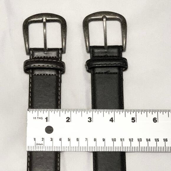 Bundle of 2 Mens Leather Belts Size XXL 50 - 52 Dark Brown Black Classic Strong - Picture 8 of 11